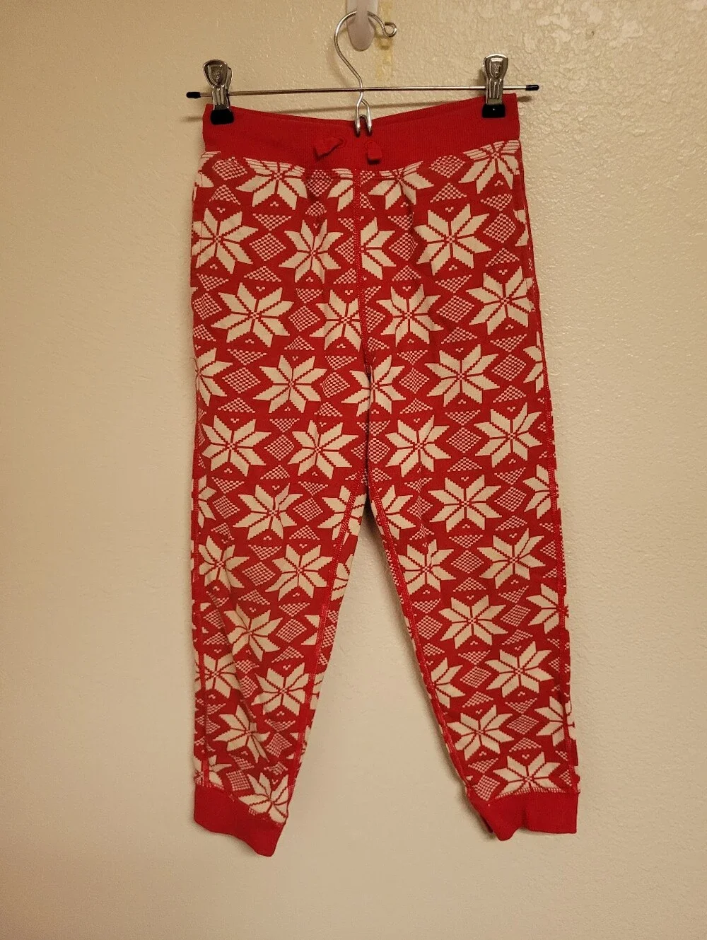 Hanna Andersson Kids Red and Cream Holiday Star Knit Sweat Pant